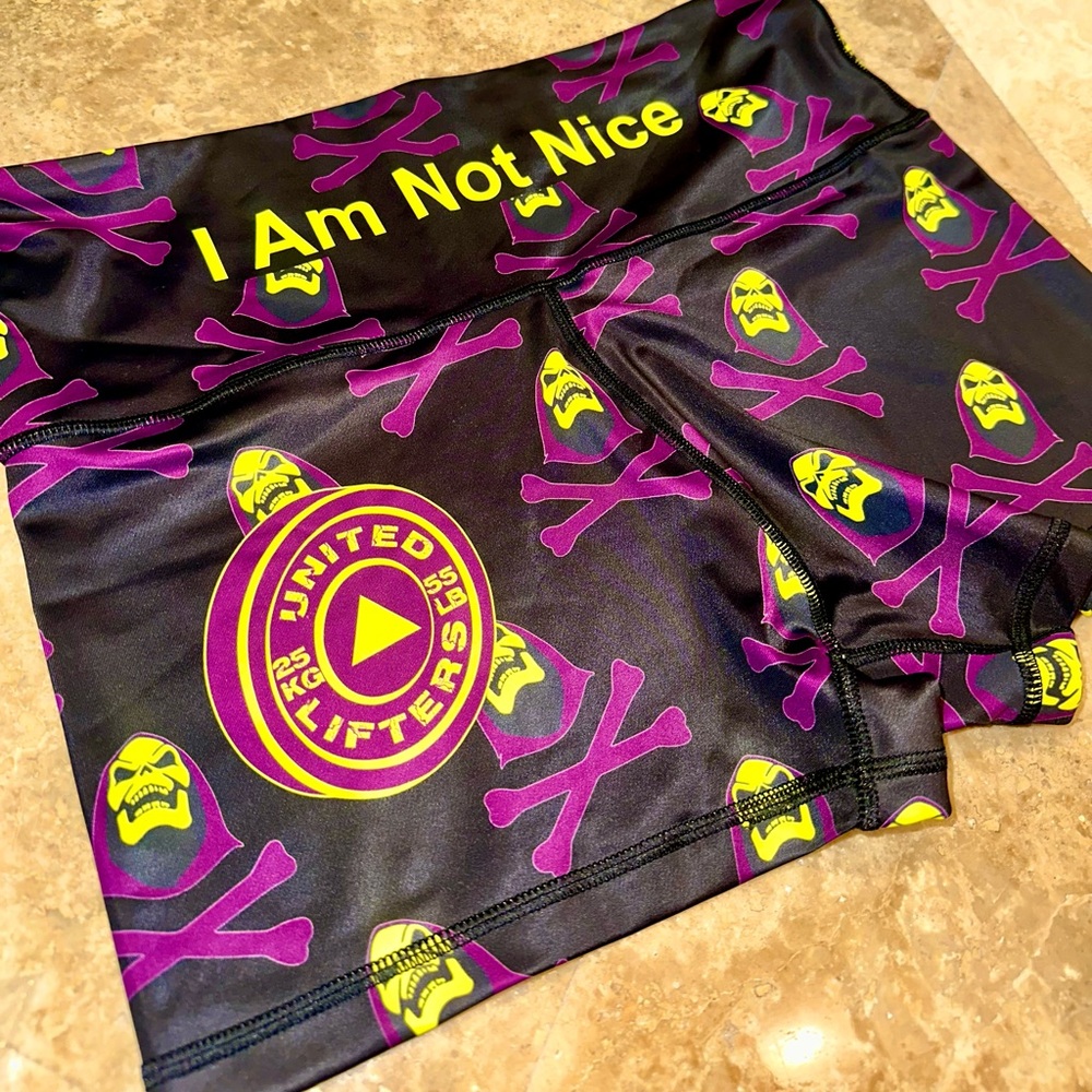 United Lifters Skeletor “I am not nice” Shorts - skulls 2XL NWOT